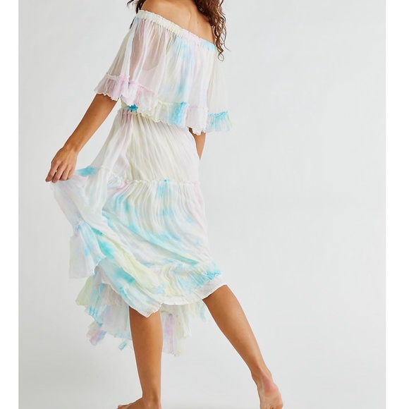 Free People x Fillyboo Santa Monica Tambourine Tie Dye Watercolor Maxi Dress S - Picture 3 of 9